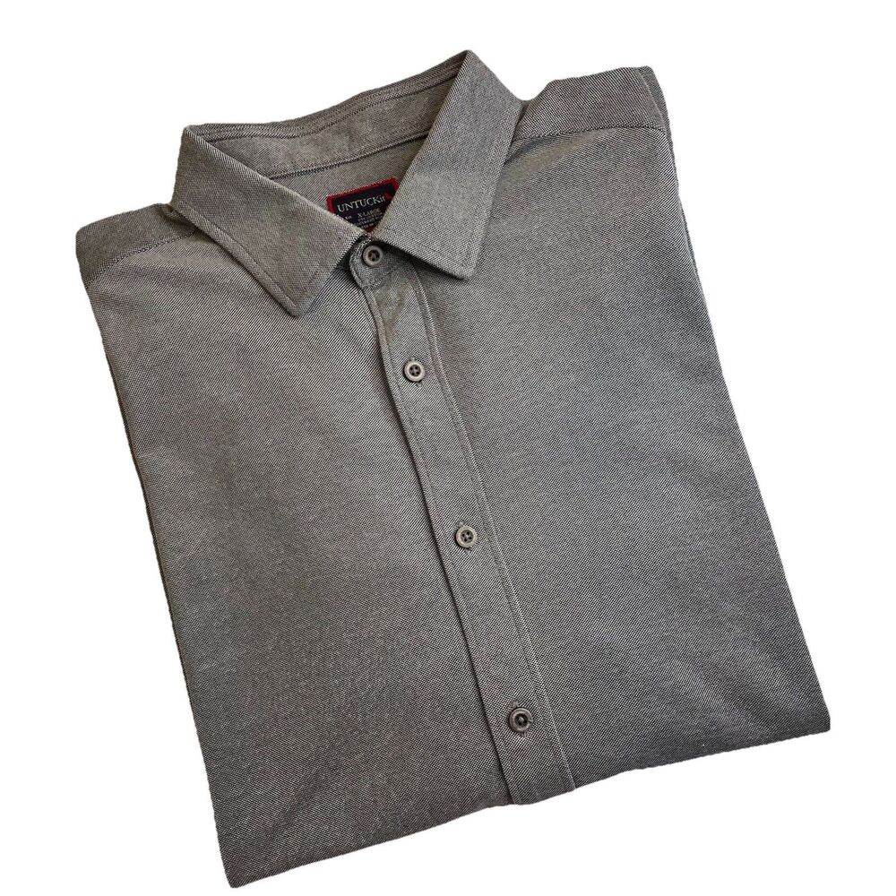 Untuckit Shirt Men Slim Fit Coolmax Casual Button up Long Sleeve stretch XL